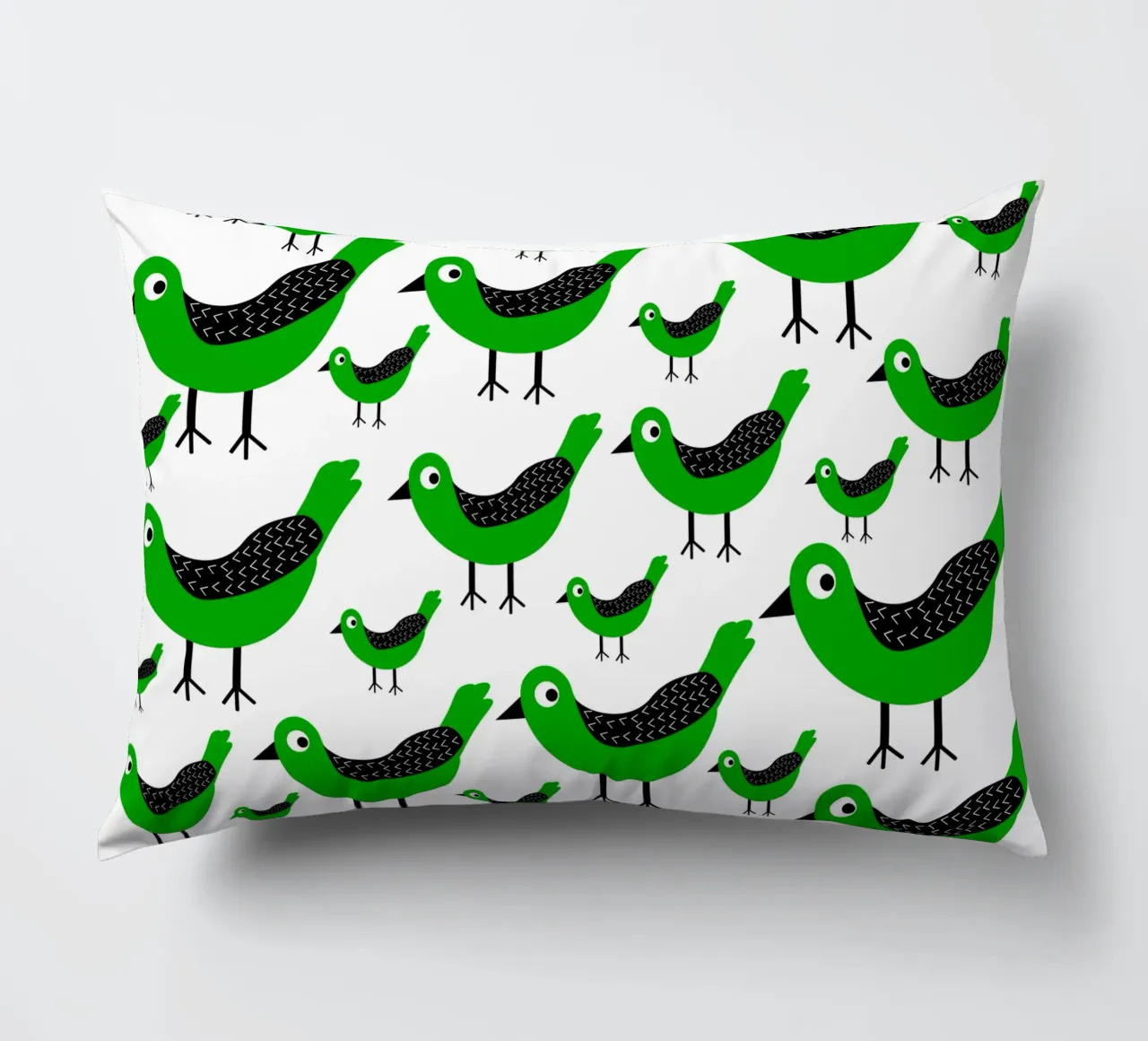 Green birds pattern cuscino da baobabprintstore