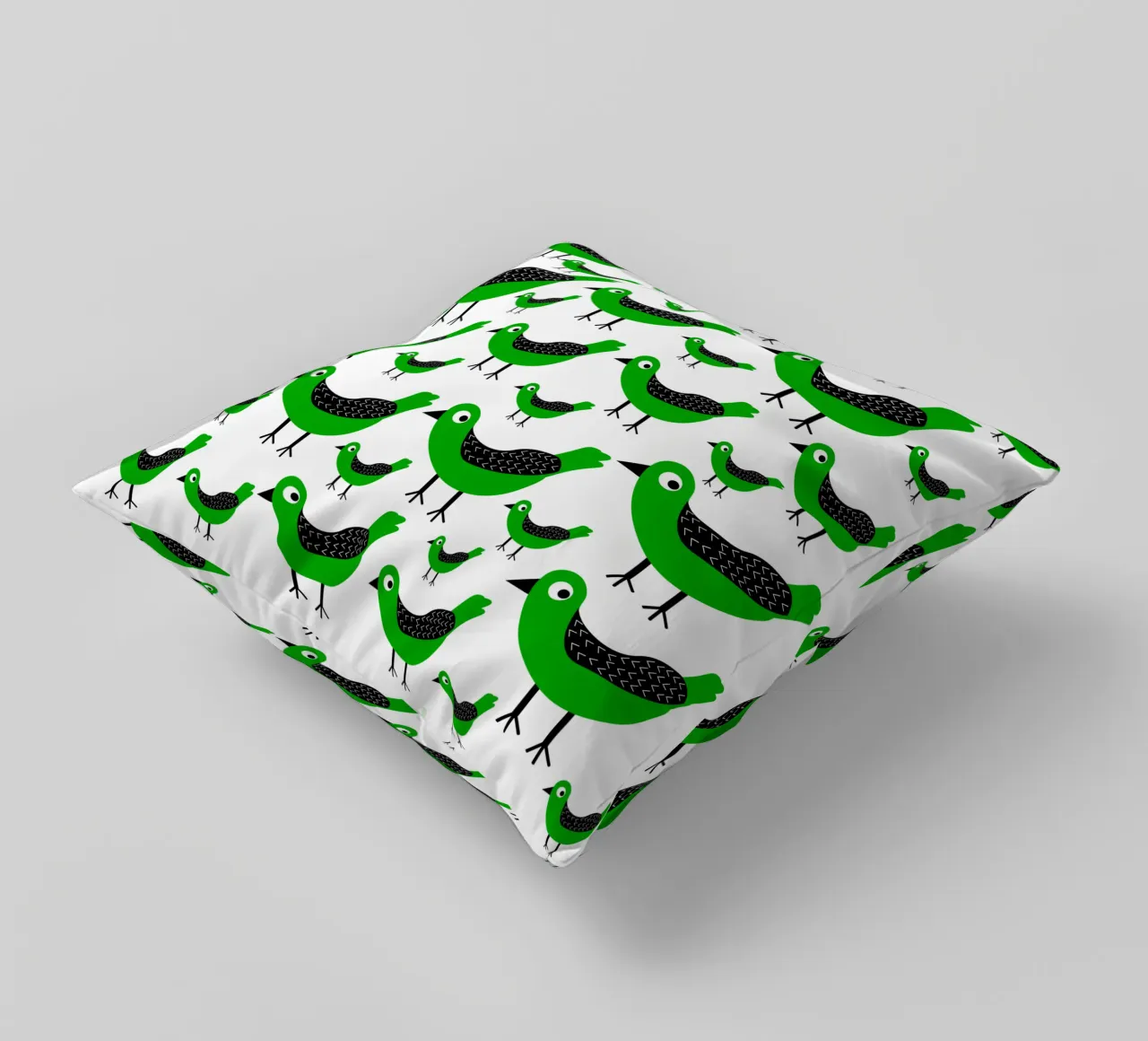 Green birds pattern cuscino da baobabprintstore