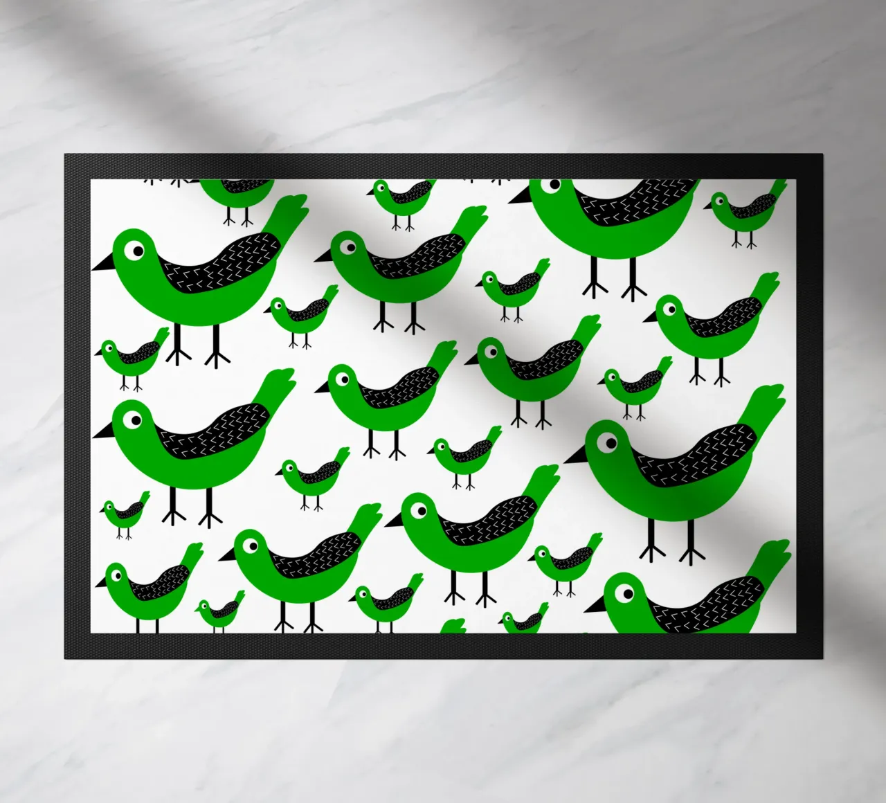 Green birds pattern deurmat van baobabprintstore
