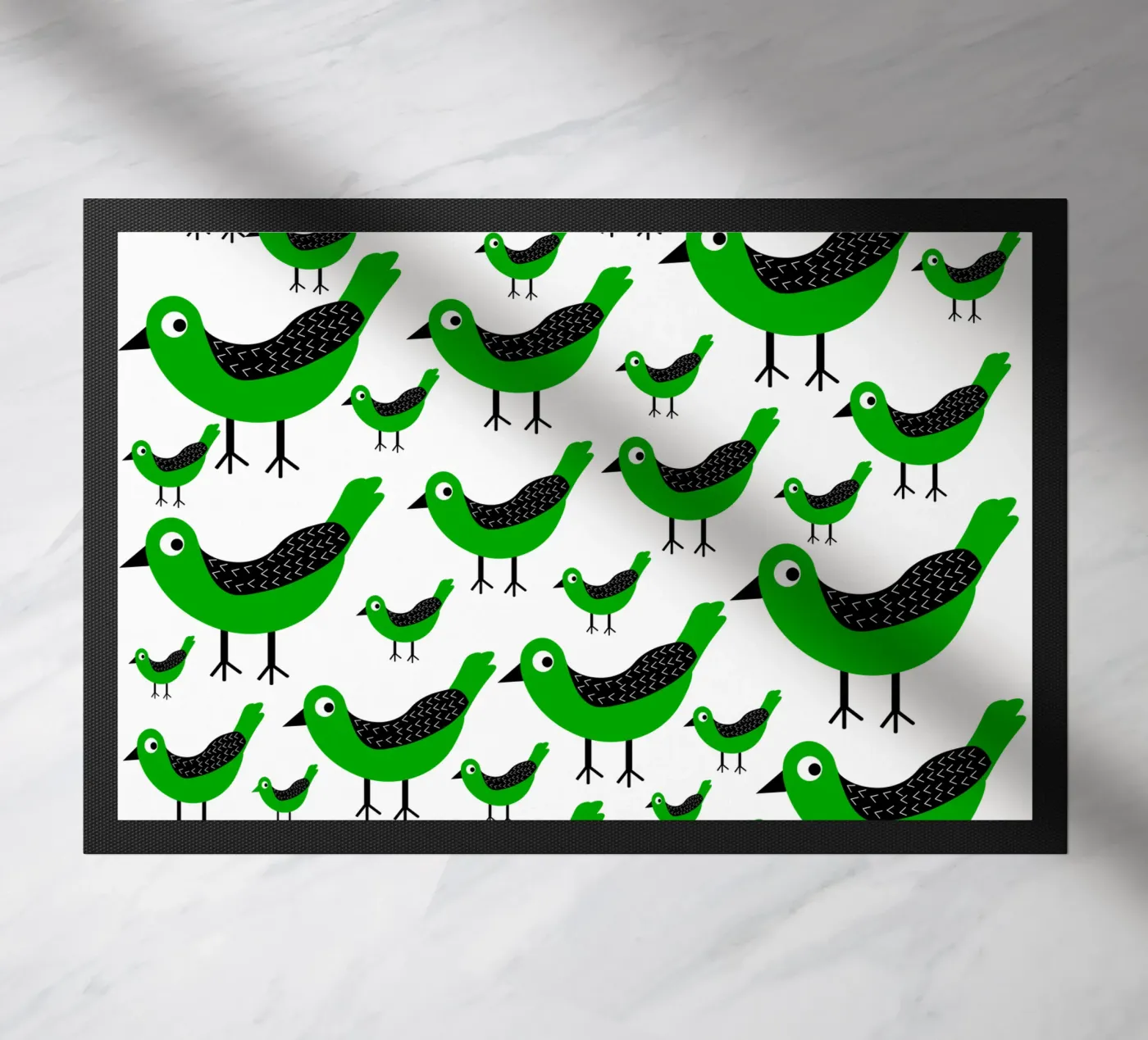 Green birds pattern doormat by baobabprintstore