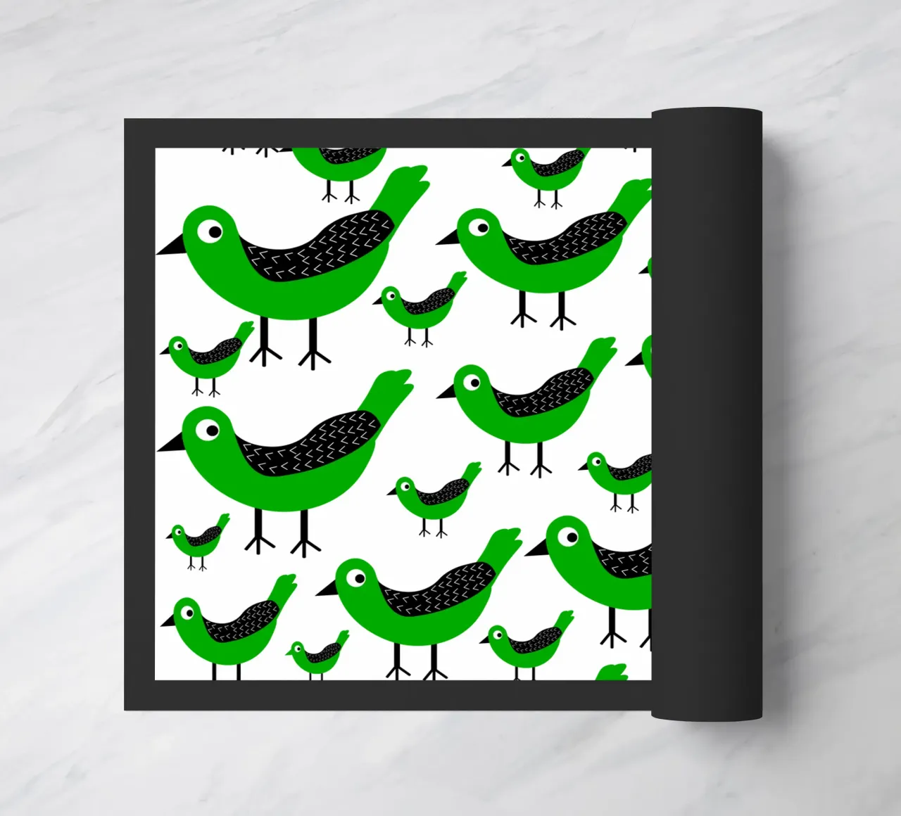 Green birds pattern deurmat van baobabprintstore