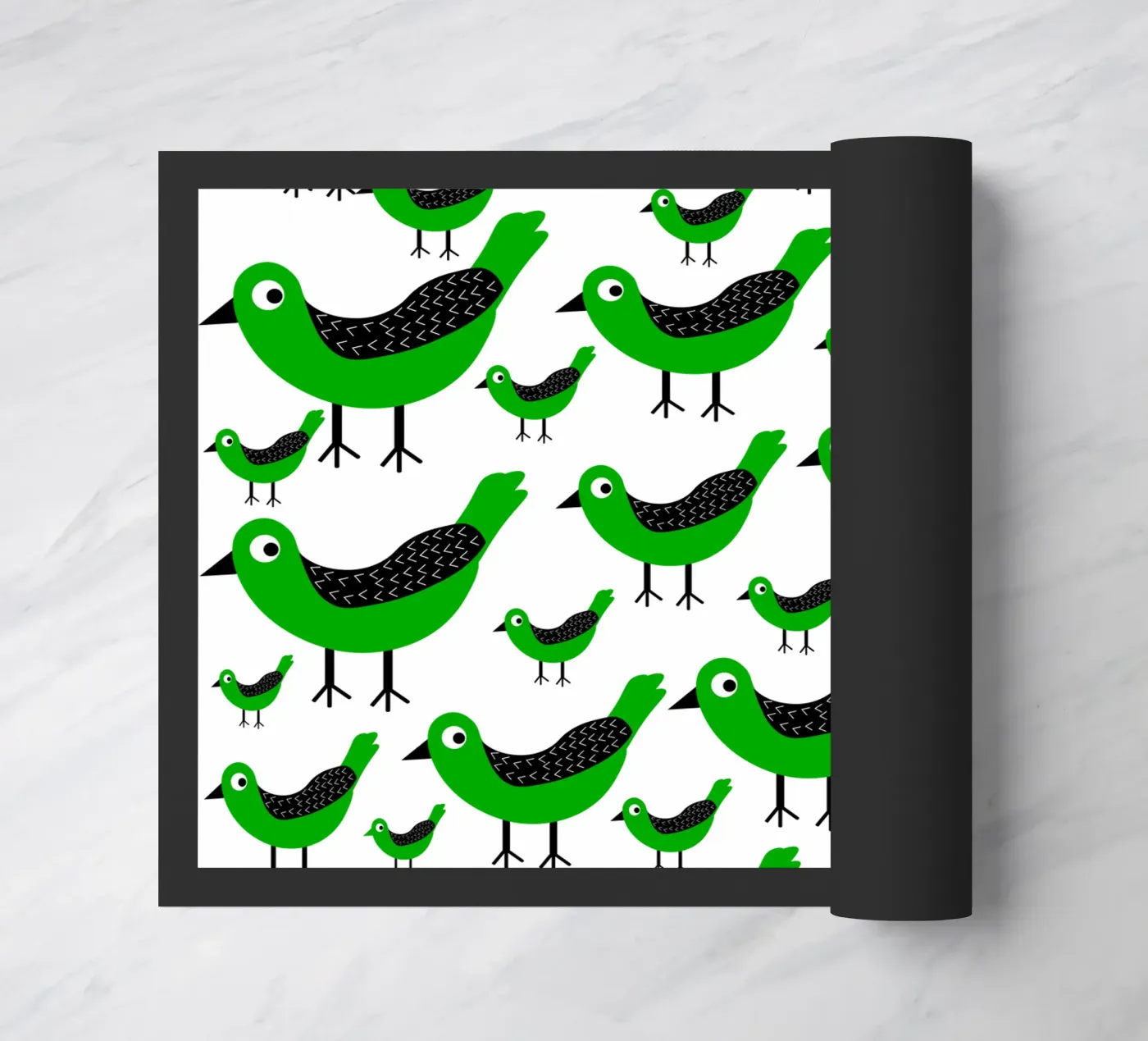 Green birds pattern doormat by baobabprintstore