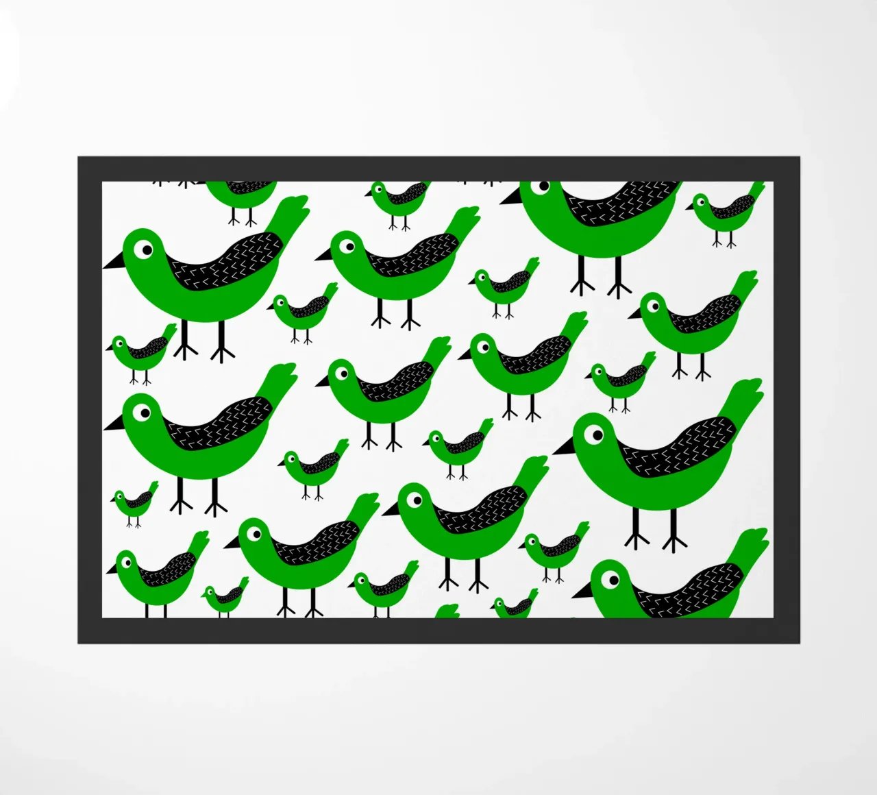 Green birds pattern deurmat van baobabprintstore