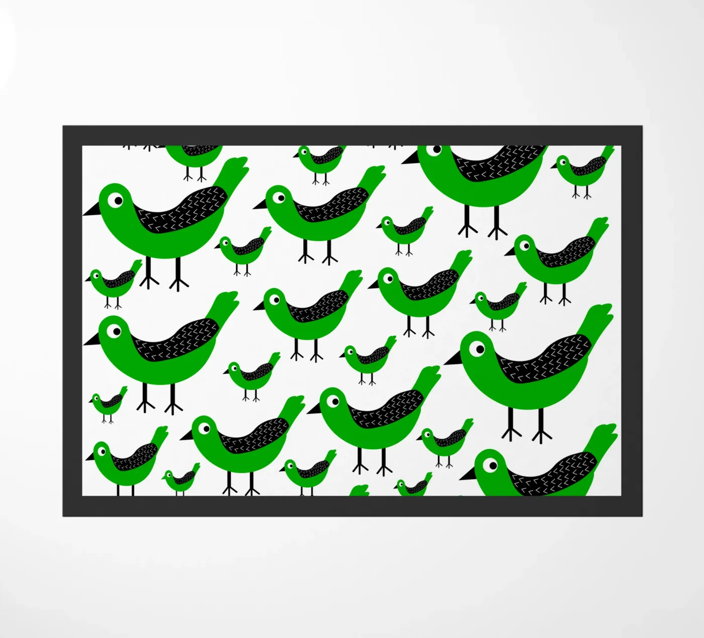 Green birds pattern doormat by baobabprintstore