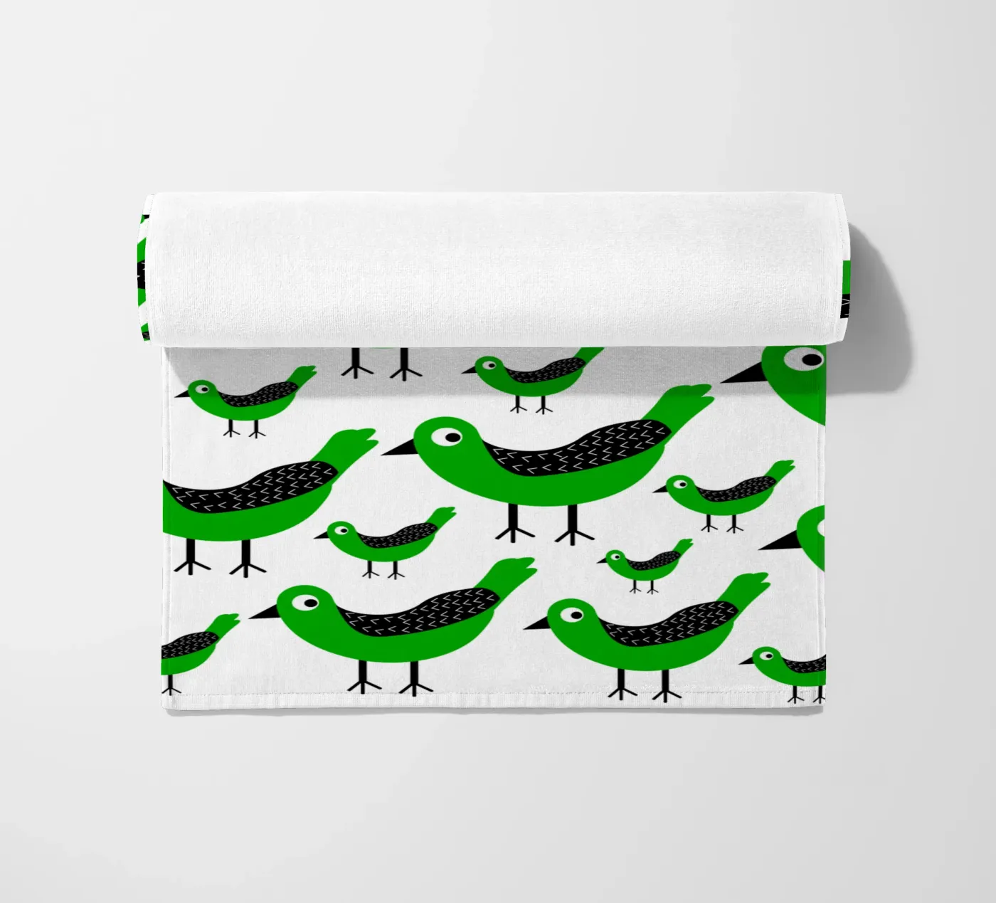 Green birds pattern telo mare da baobabprintstore