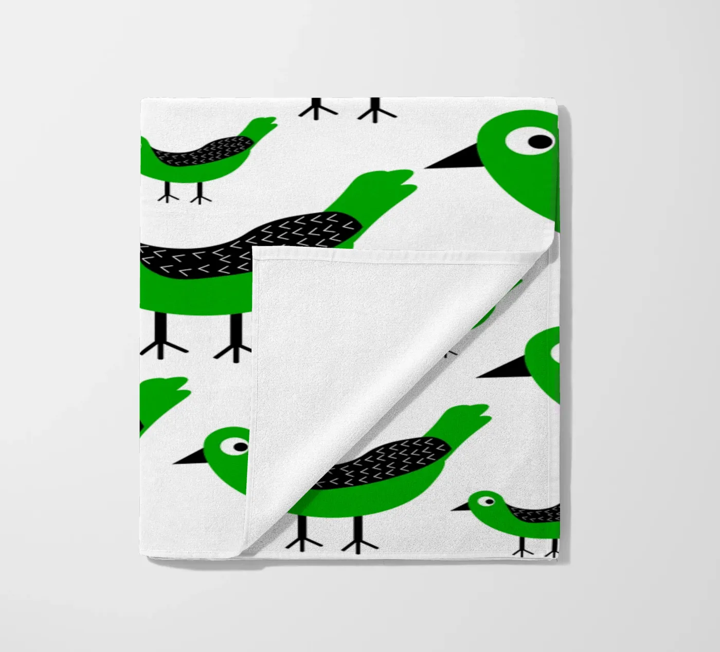 Green birds pattern telo mare da baobabprintstore