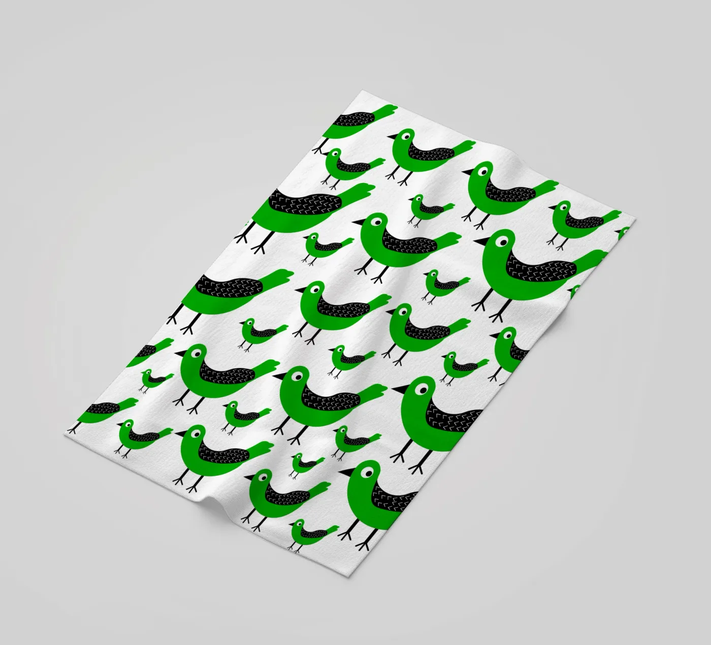 Green birds pattern telo mare da baobabprintstore