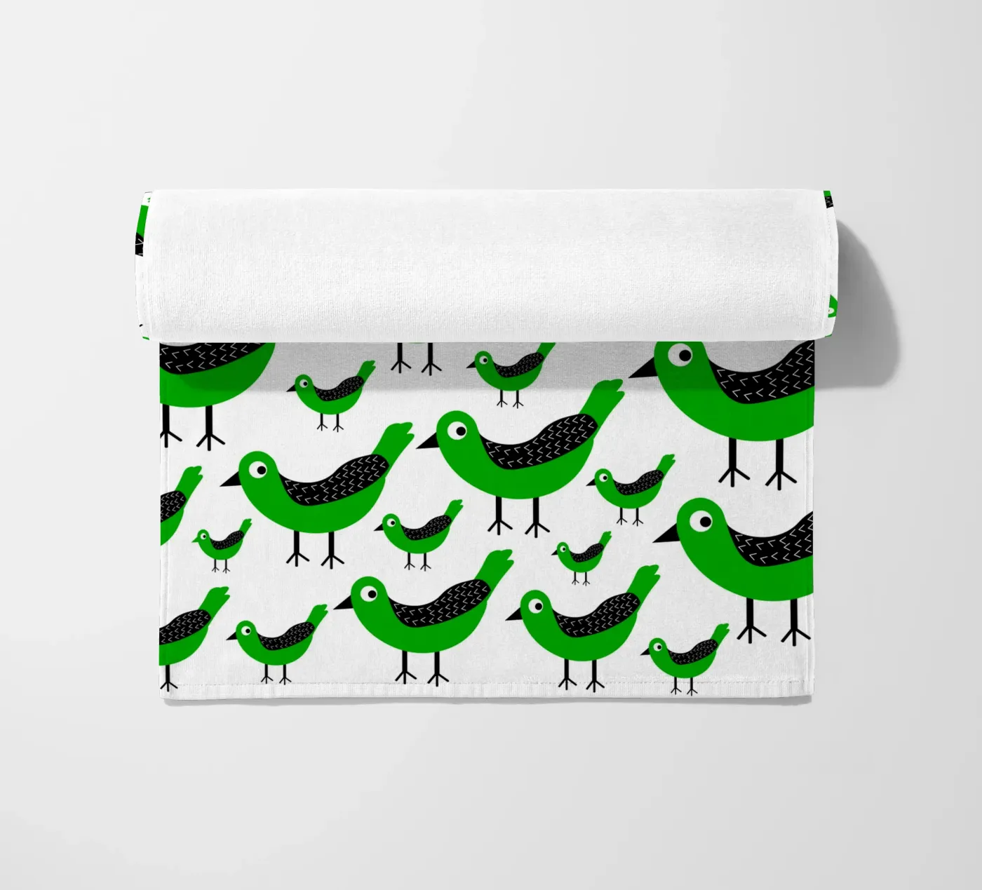 Green birds pattern telo mare da baobabprintstore