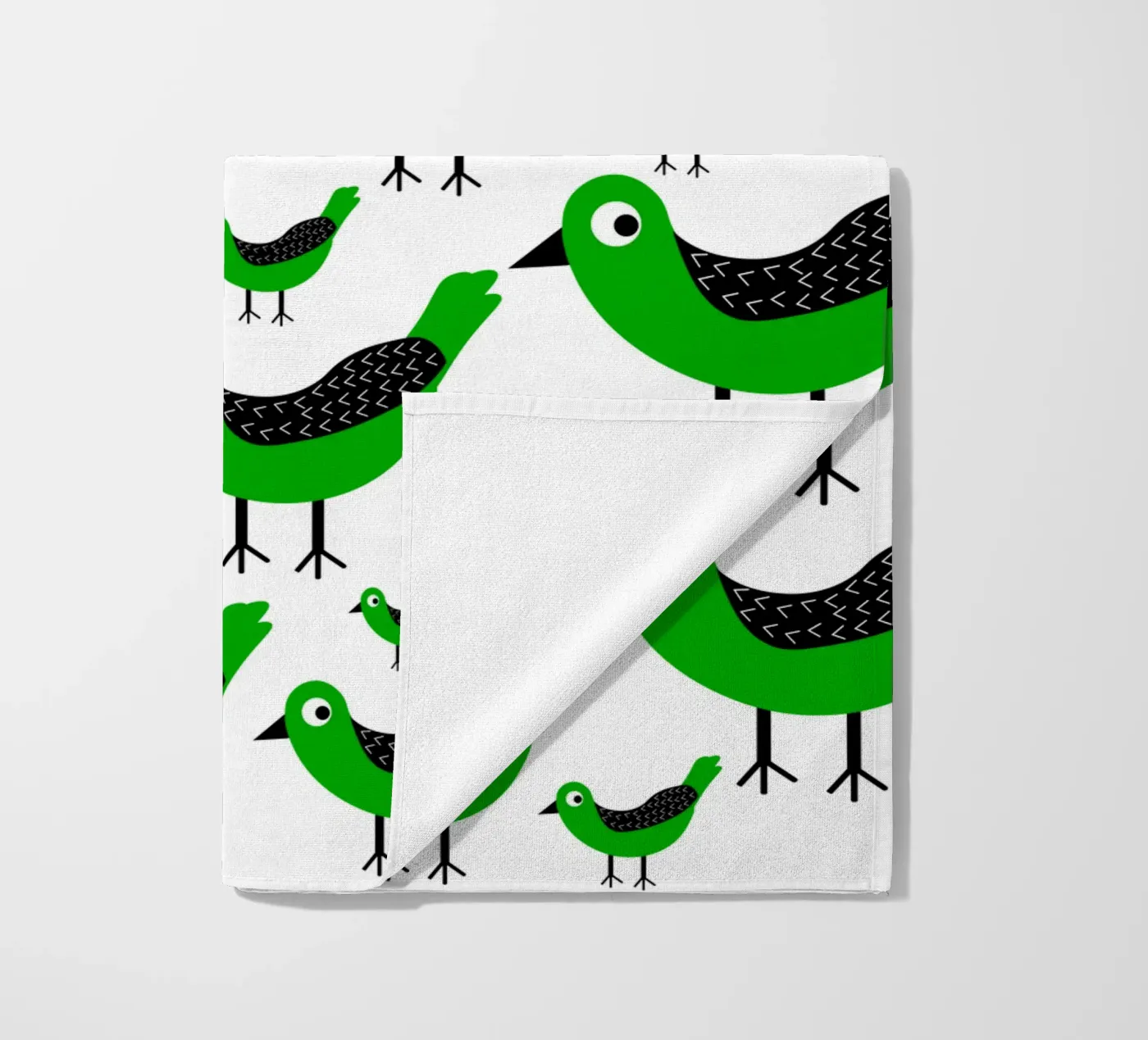 Green birds pattern telo mare da baobabprintstore