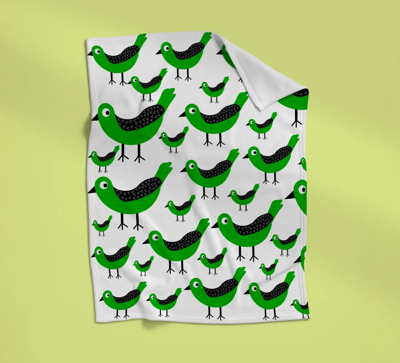Green birds pattern coperta in pile da baobabprintstore