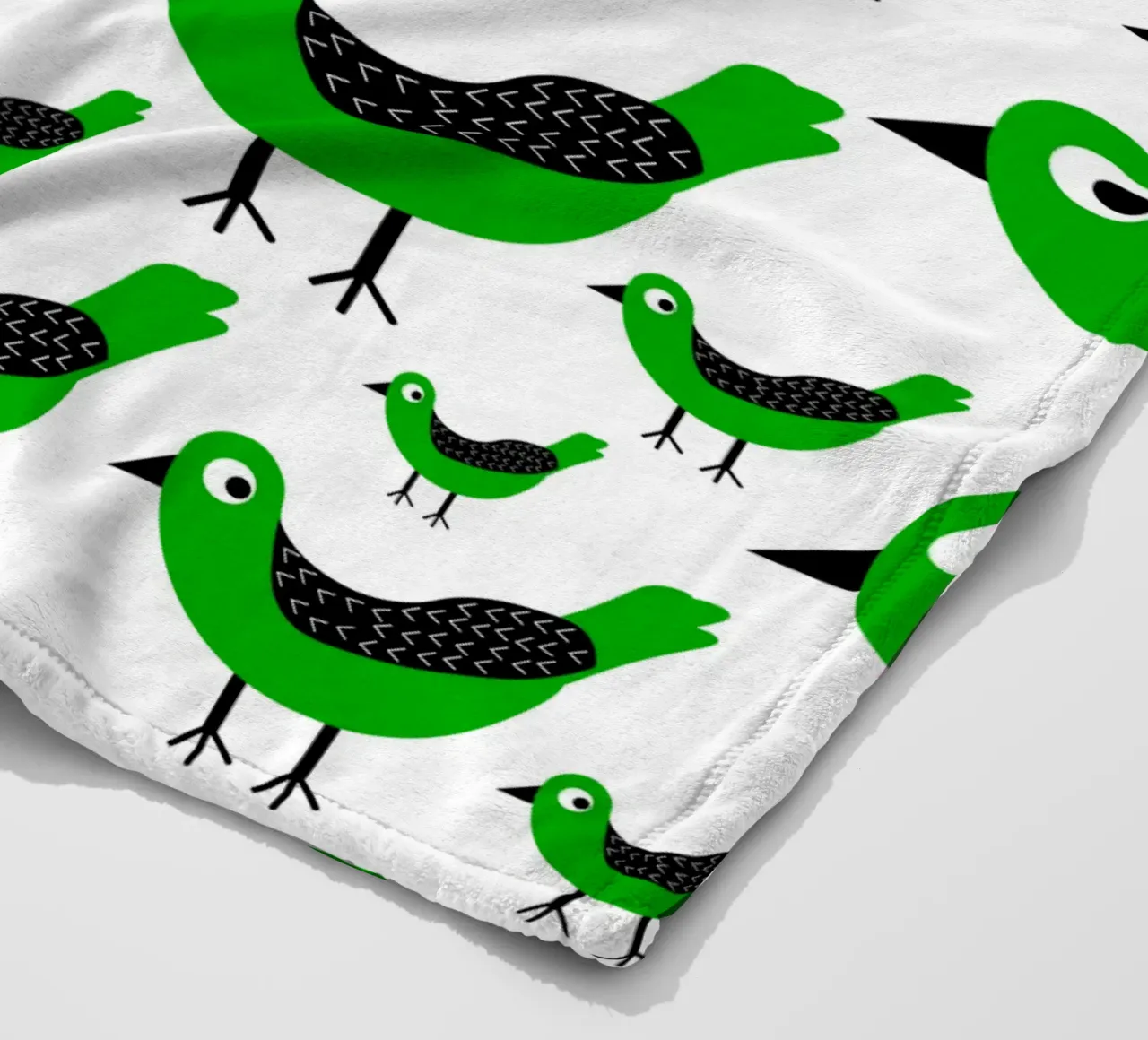 Green birds pattern coperta in pile da baobabprintstore