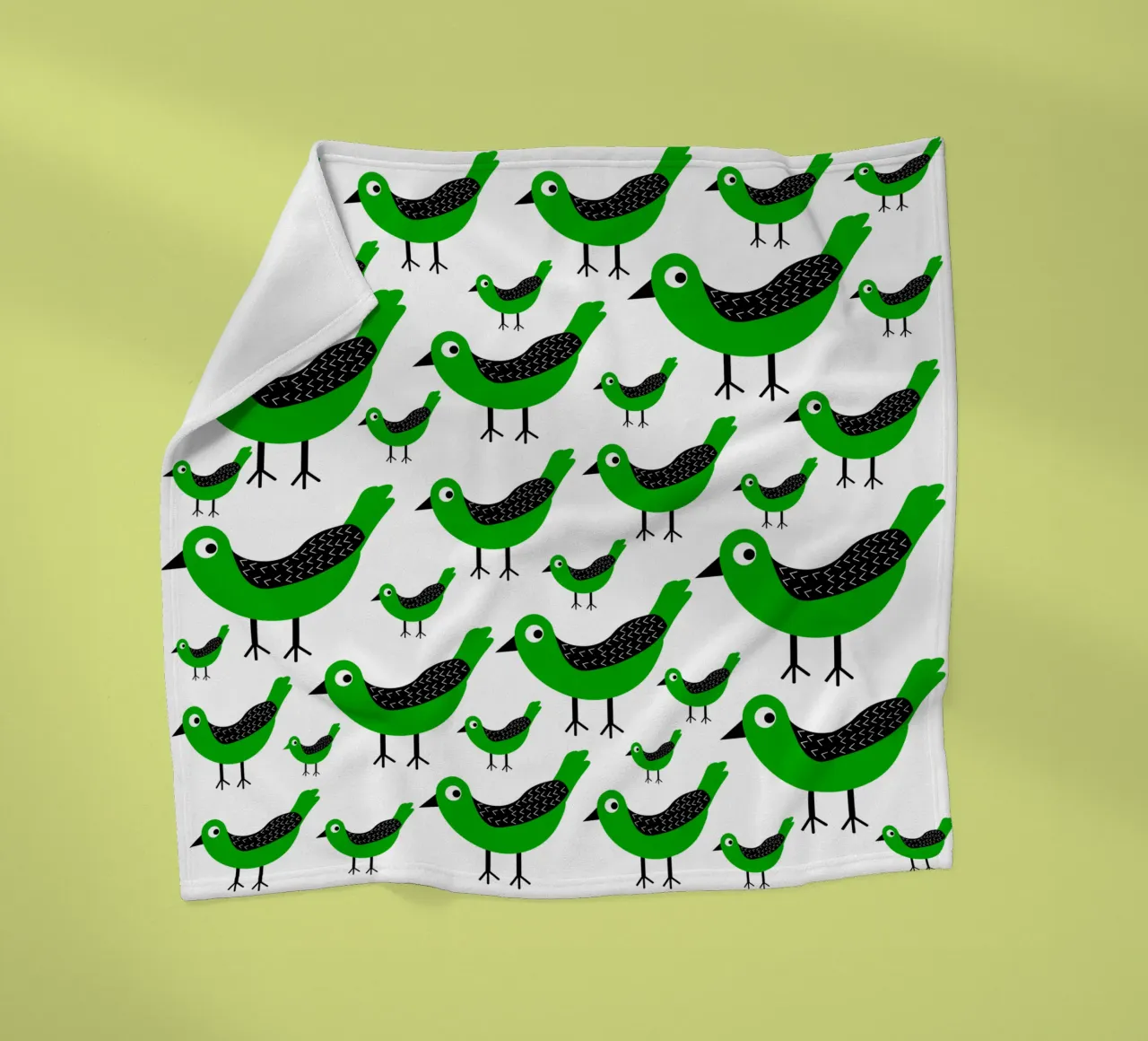 Green birds pattern coperta in pile da baobabprintstore
