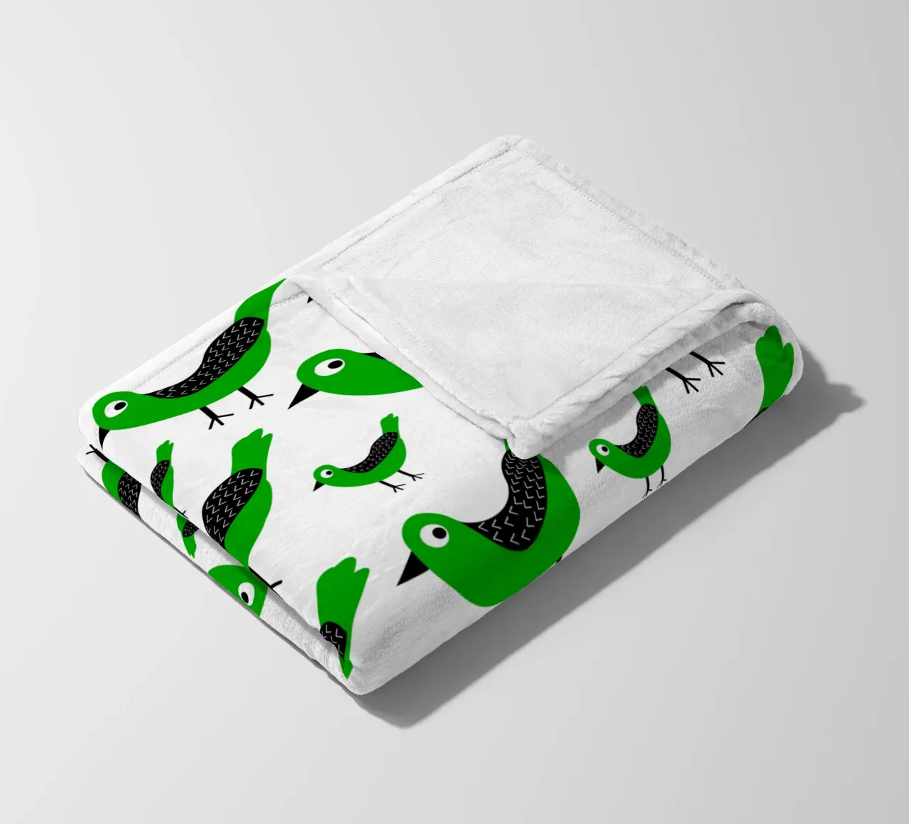 Green birds pattern coperta in pile da baobabprintstore