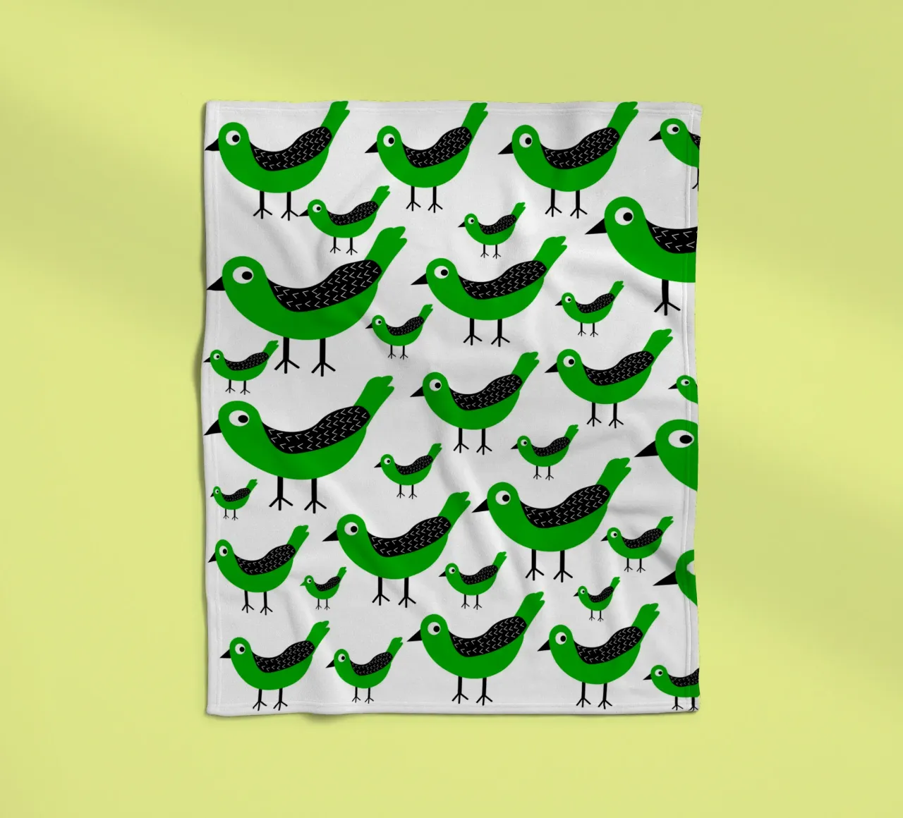 Green birds pattern coperta in pile da baobabprintstore