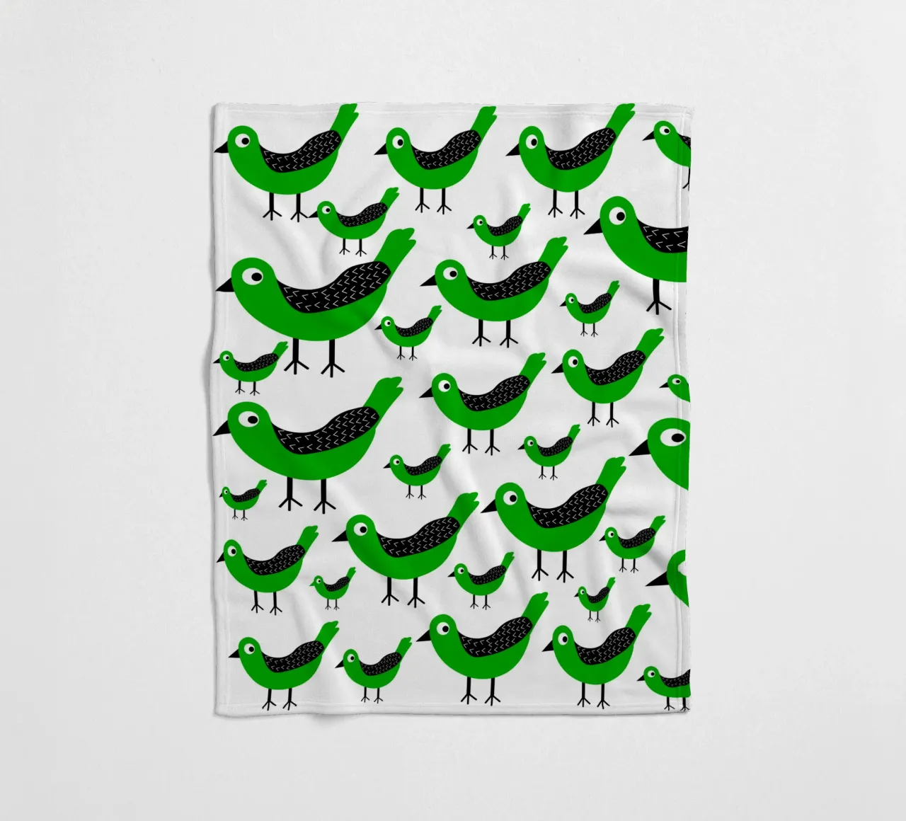 Green birds pattern coperta in pile da baobabprintstore