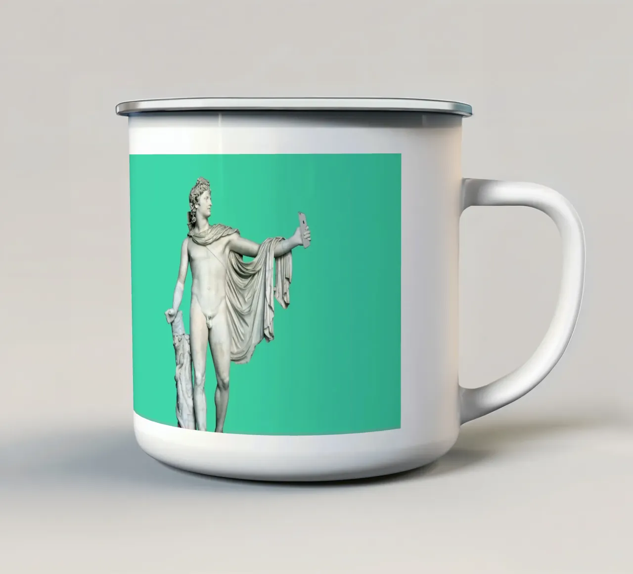 Selfie antiguo taza de esmalte de 360brain