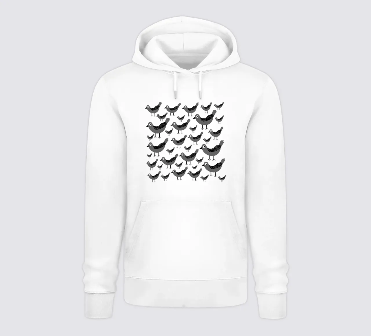 Grey birds pattern felpa con cappuccio da baobabprintstore