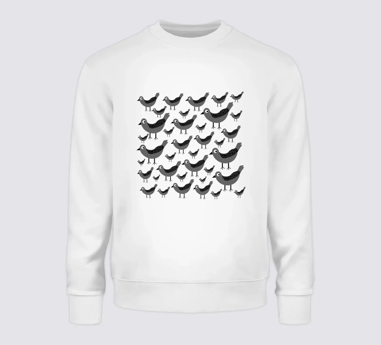 Grey birds pattern felpa da baobabprintstore