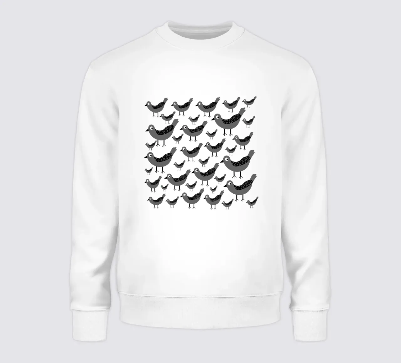 Grey birds pattern felpa da baobabprintstore