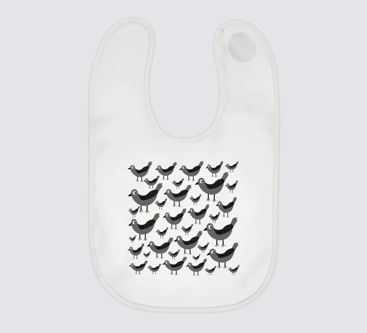 Grey birds pattern bavaglino da baobabprintstore