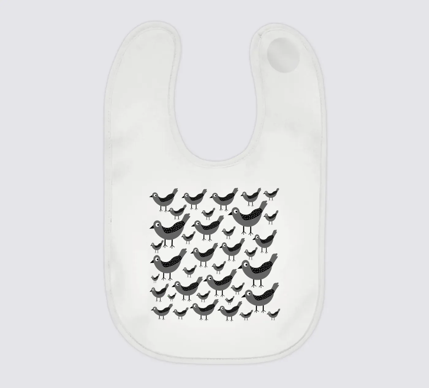 Grey birds pattern bavaglino da baobabprintstore
