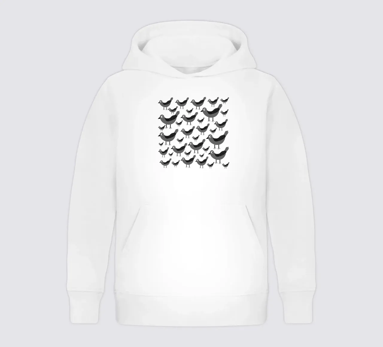 Grey birds pattern felpa bambino con cappuccio da baobabprintstore
