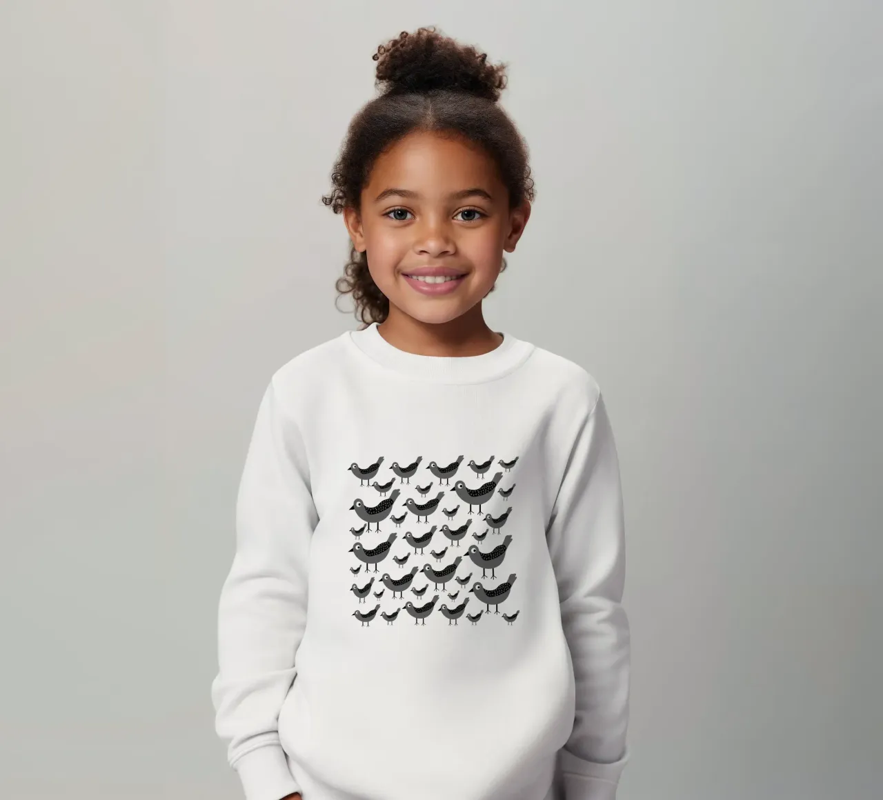 Grey birds pattern felpa bambino da baobabprintstore