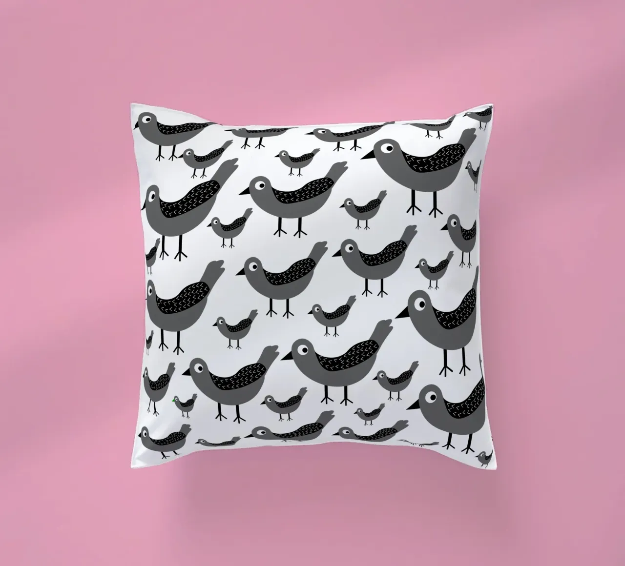 Grey birds pattern cuscino da baobabprintstore