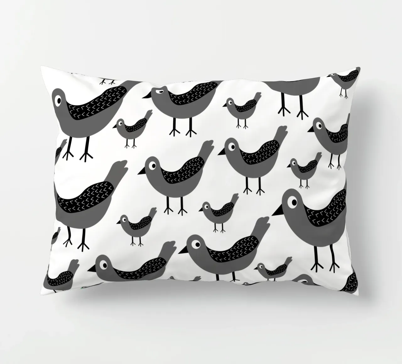 Grey birds pattern cuscino da baobabprintstore