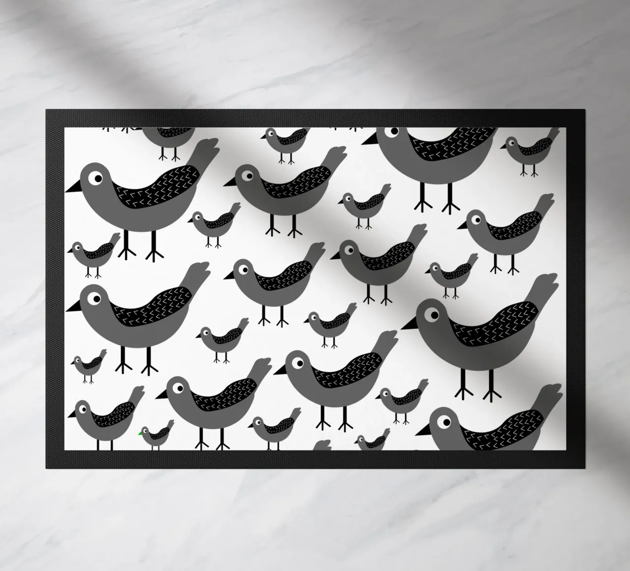 Grey birds pattern zerbino da baobabprintstore