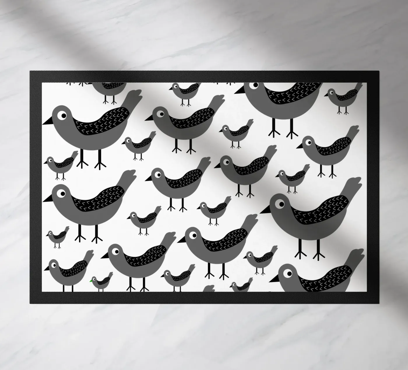 Grey birds pattern zerbino da baobabprintstore