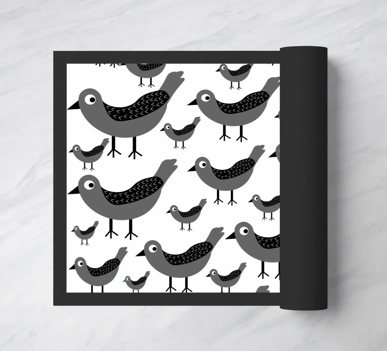 Grey birds pattern zerbino da baobabprintstore
