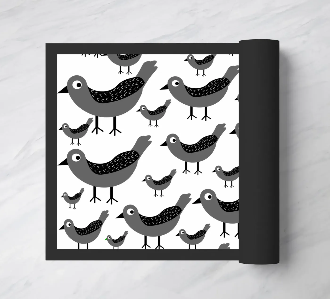 Grey birds pattern zerbino da baobabprintstore