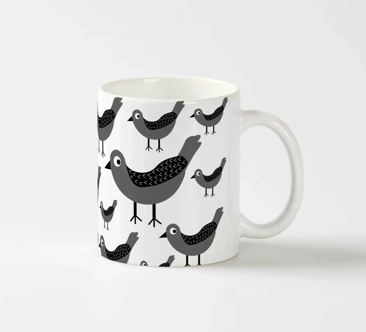 Grey birds pattern tazza in ceramica da baobabprintstore