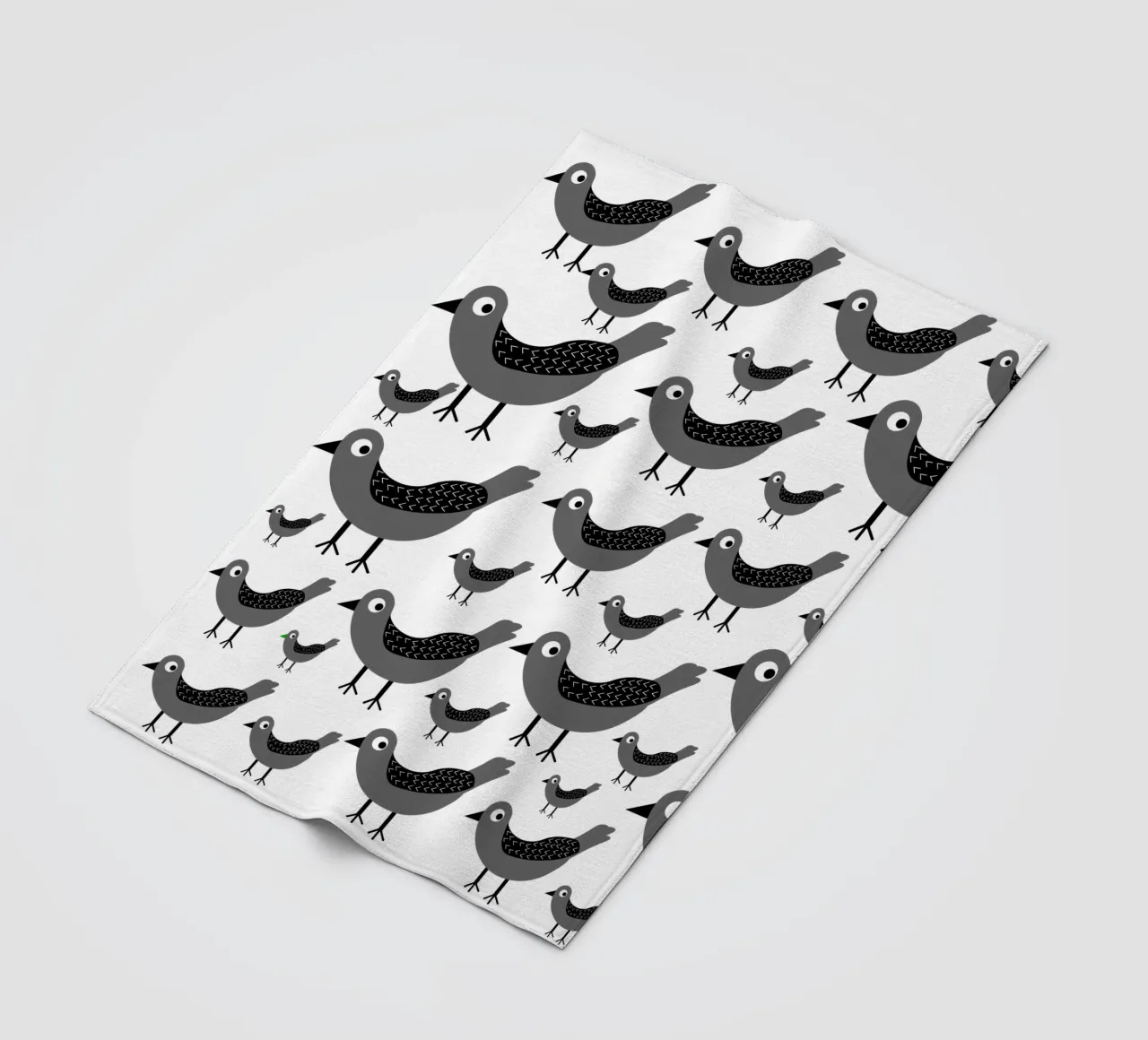 Grey birds pattern coperta in pile da baobabprintstore