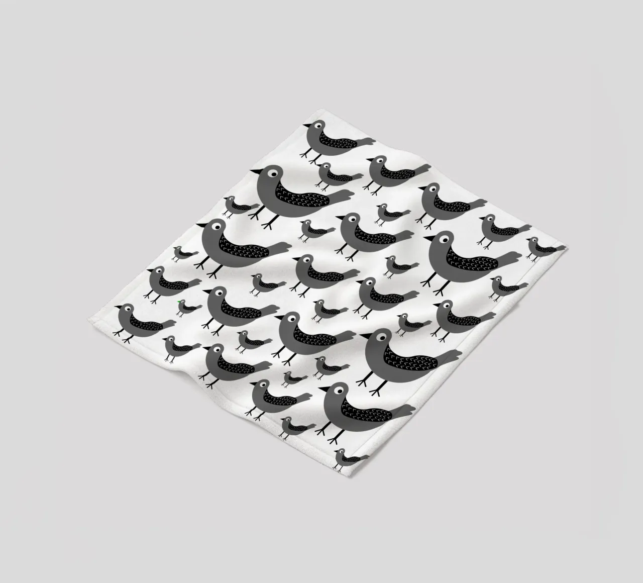 Grey birds pattern coperta in pile da baobabprintstore