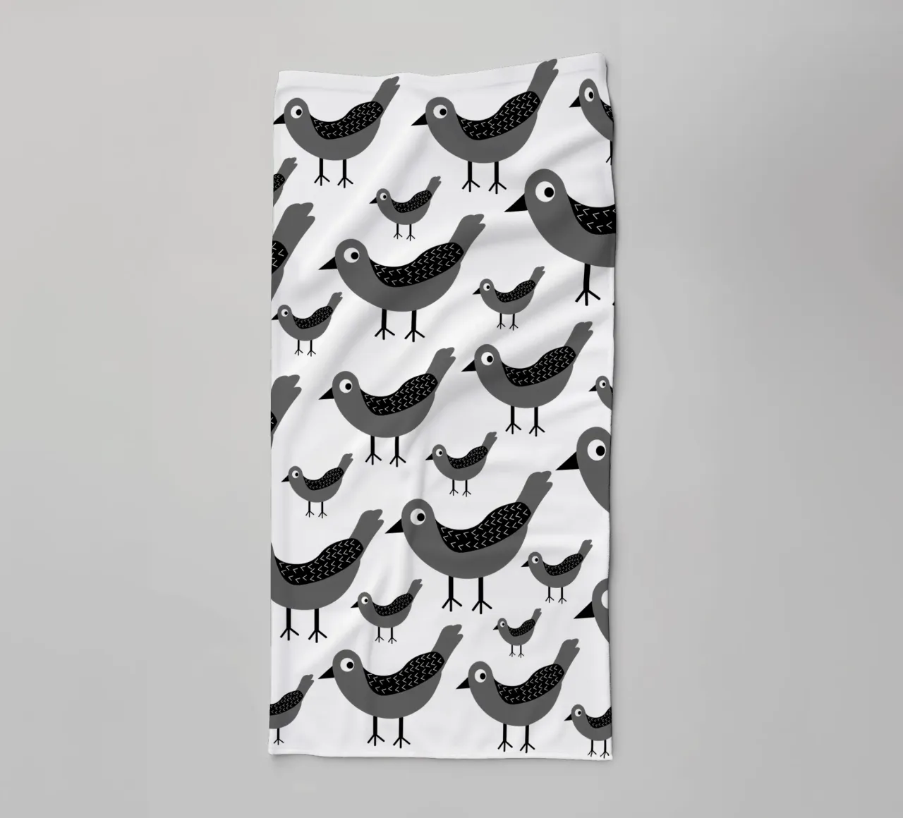 Grey birds pattern asciugamano da bagno da baobabprintstore