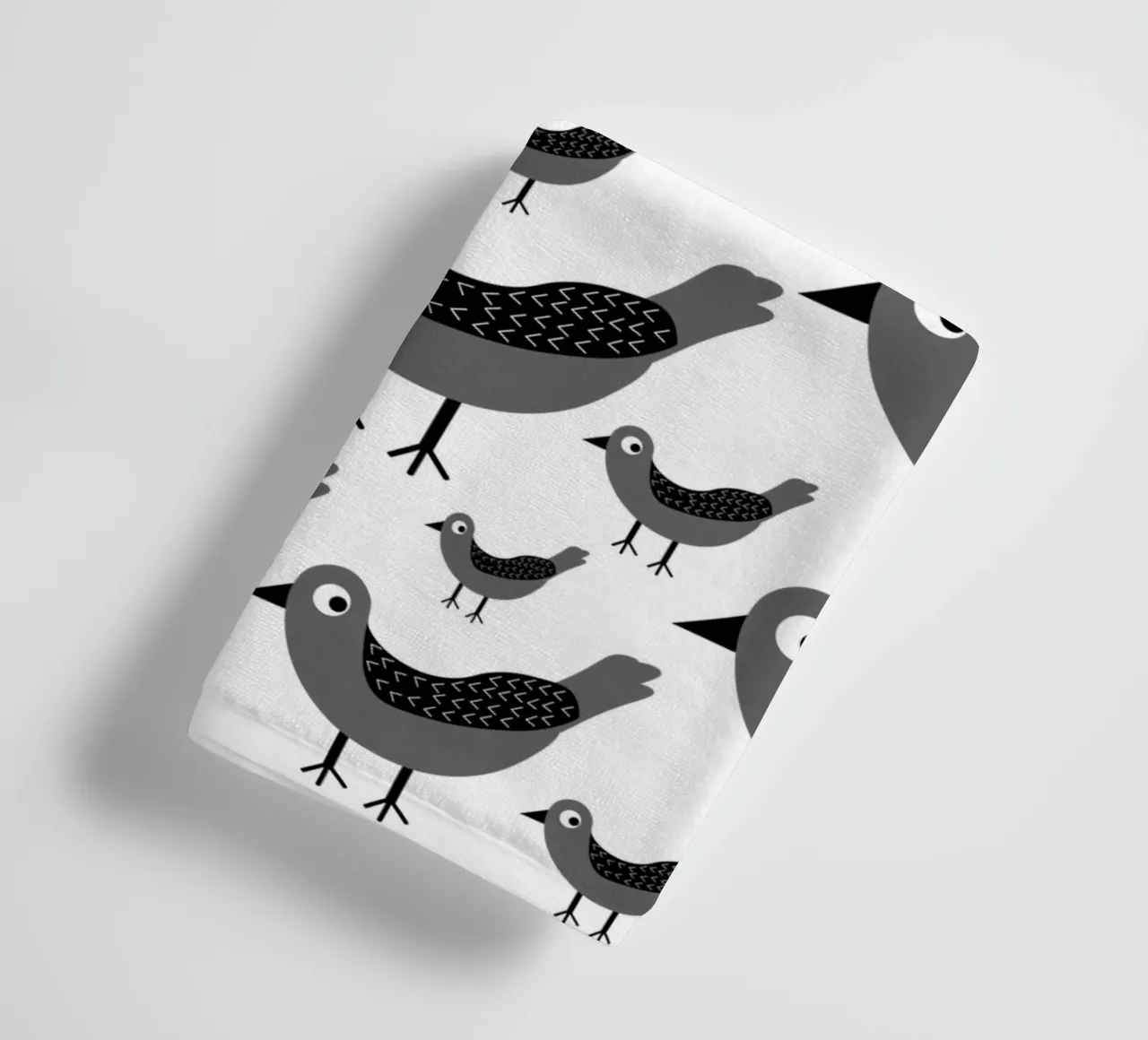 Grey birds pattern asciugamano da bagno da baobabprintstore
