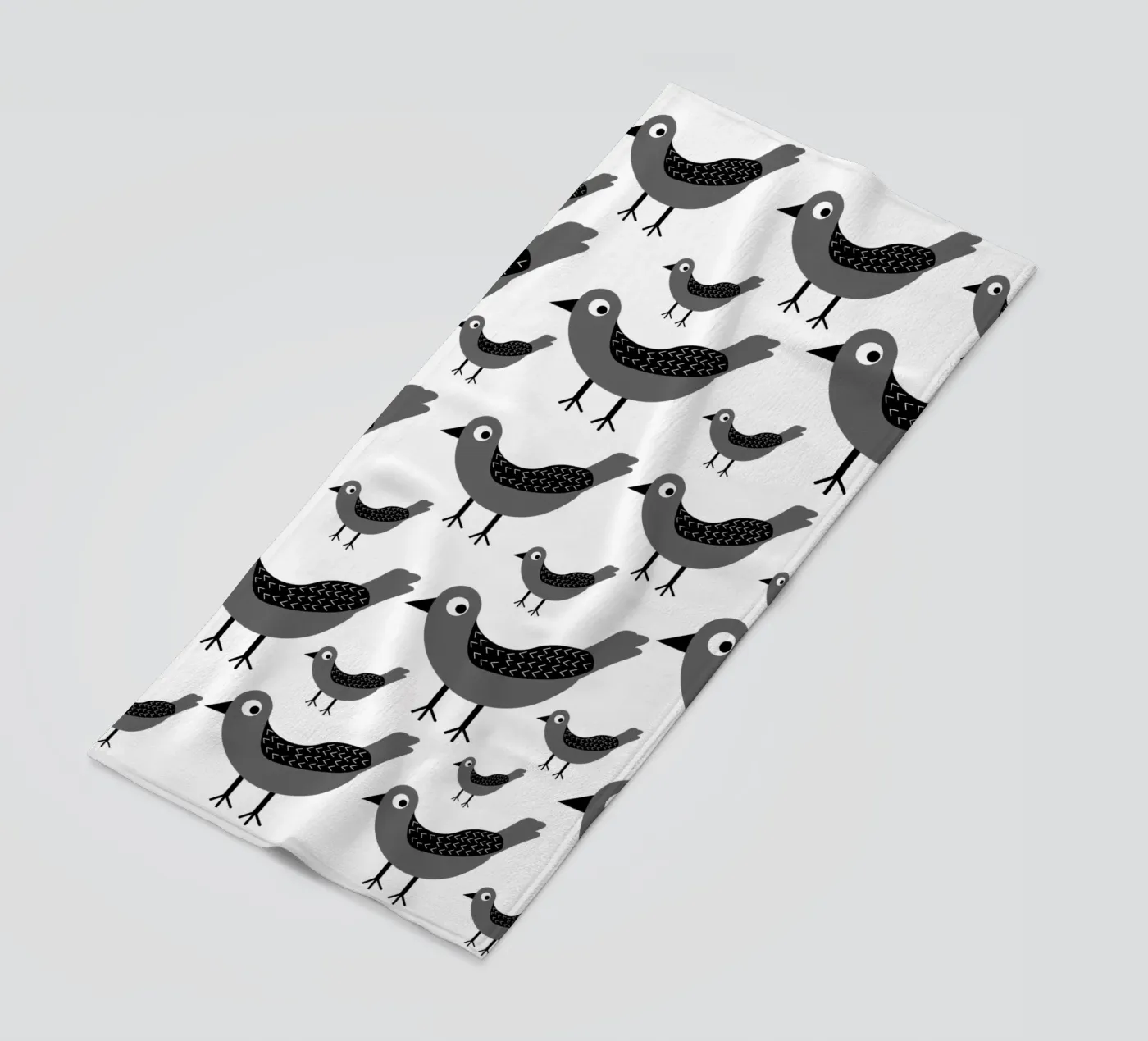 Grey birds pattern telo mare da baobabprintstore