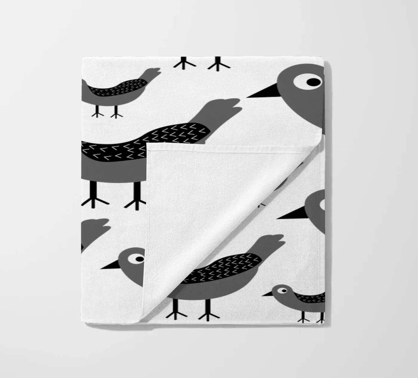 Grey birds pattern telo mare da baobabprintstore