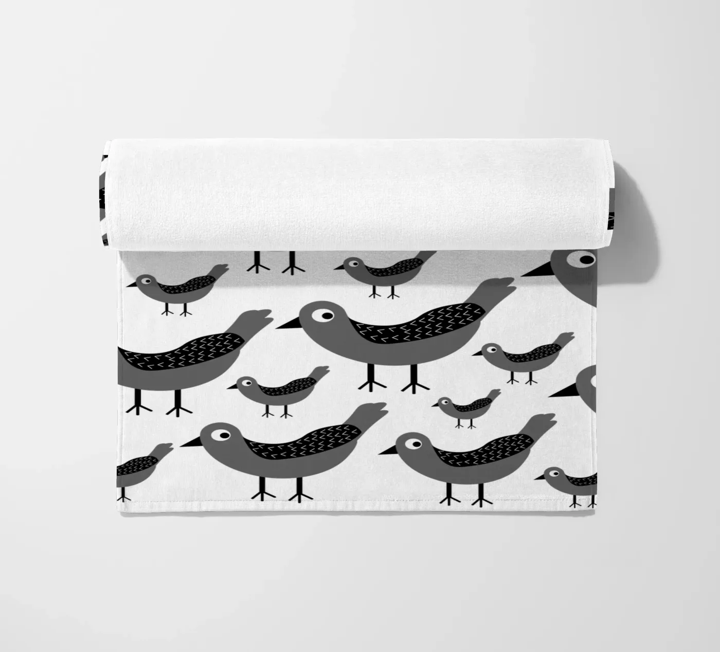 Grey birds pattern telo mare da baobabprintstore