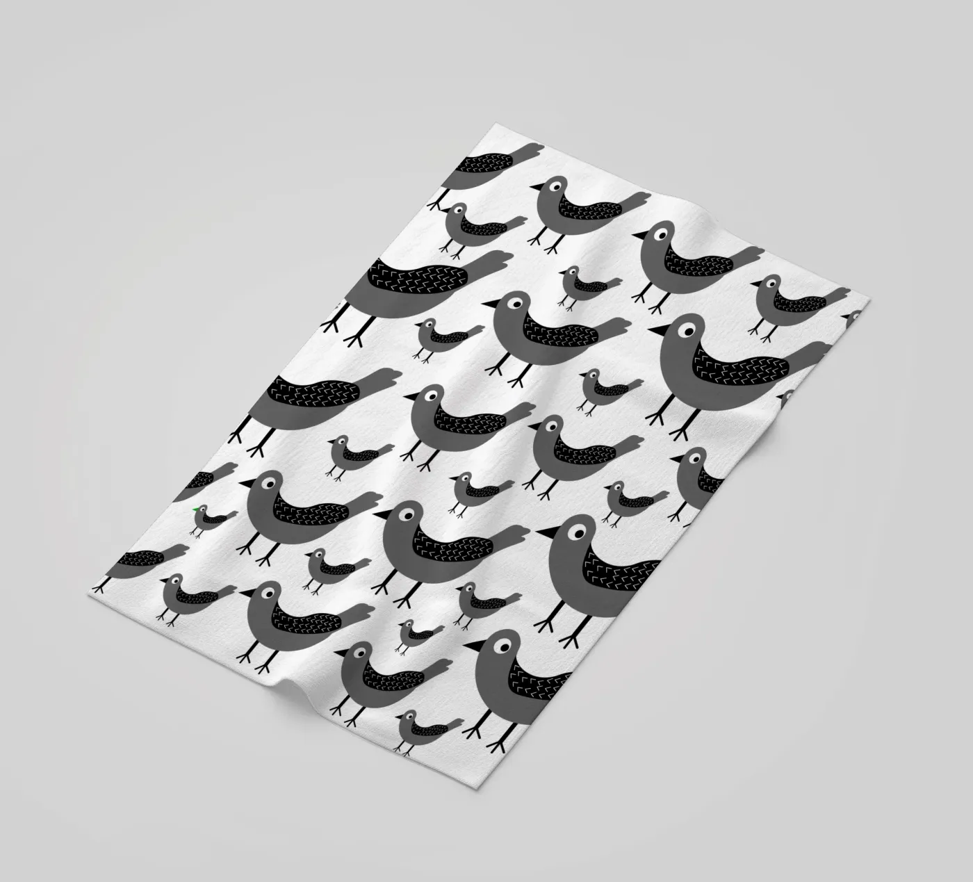 Grey birds pattern telo mare da baobabprintstore