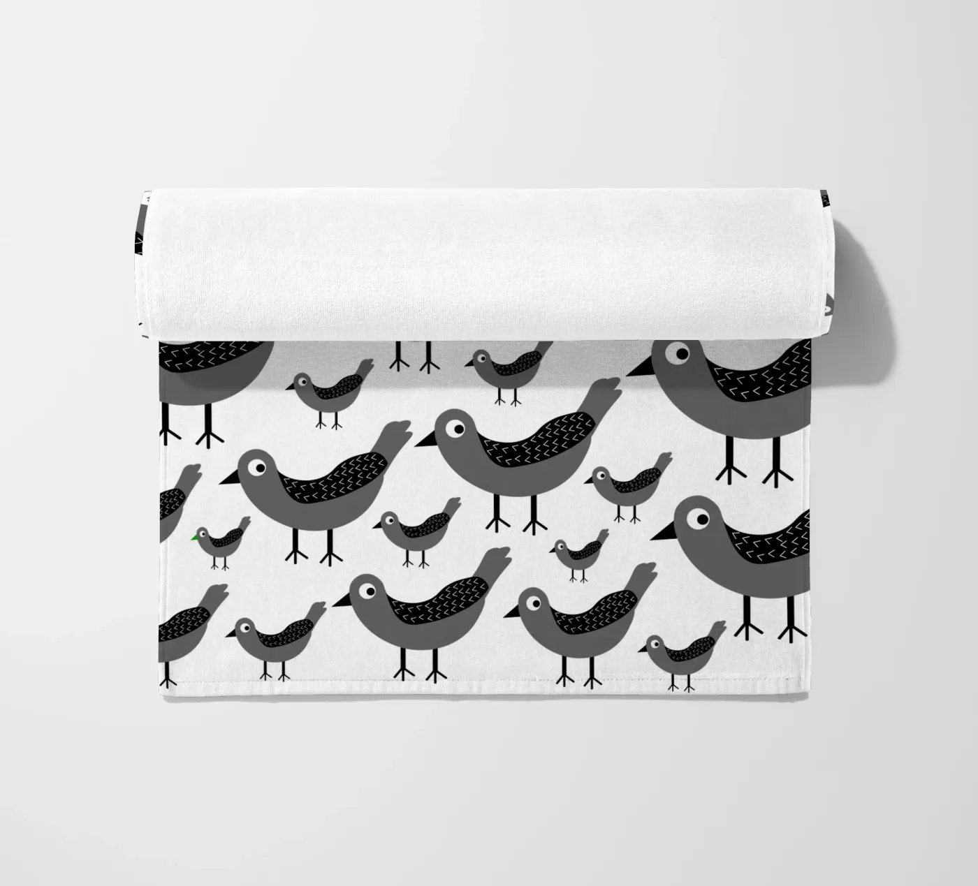 Grey birds pattern telo mare da baobabprintstore