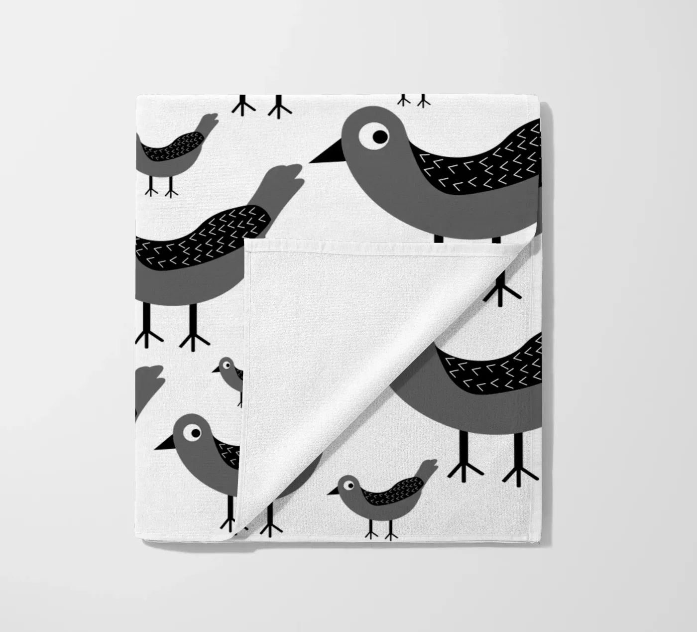Grey birds pattern telo mare da baobabprintstore