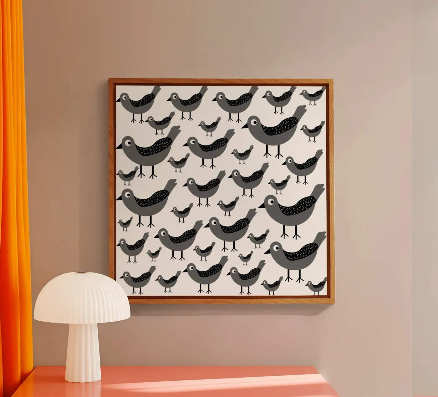 Grey birds pattern acrylic glass by baobabprintstore