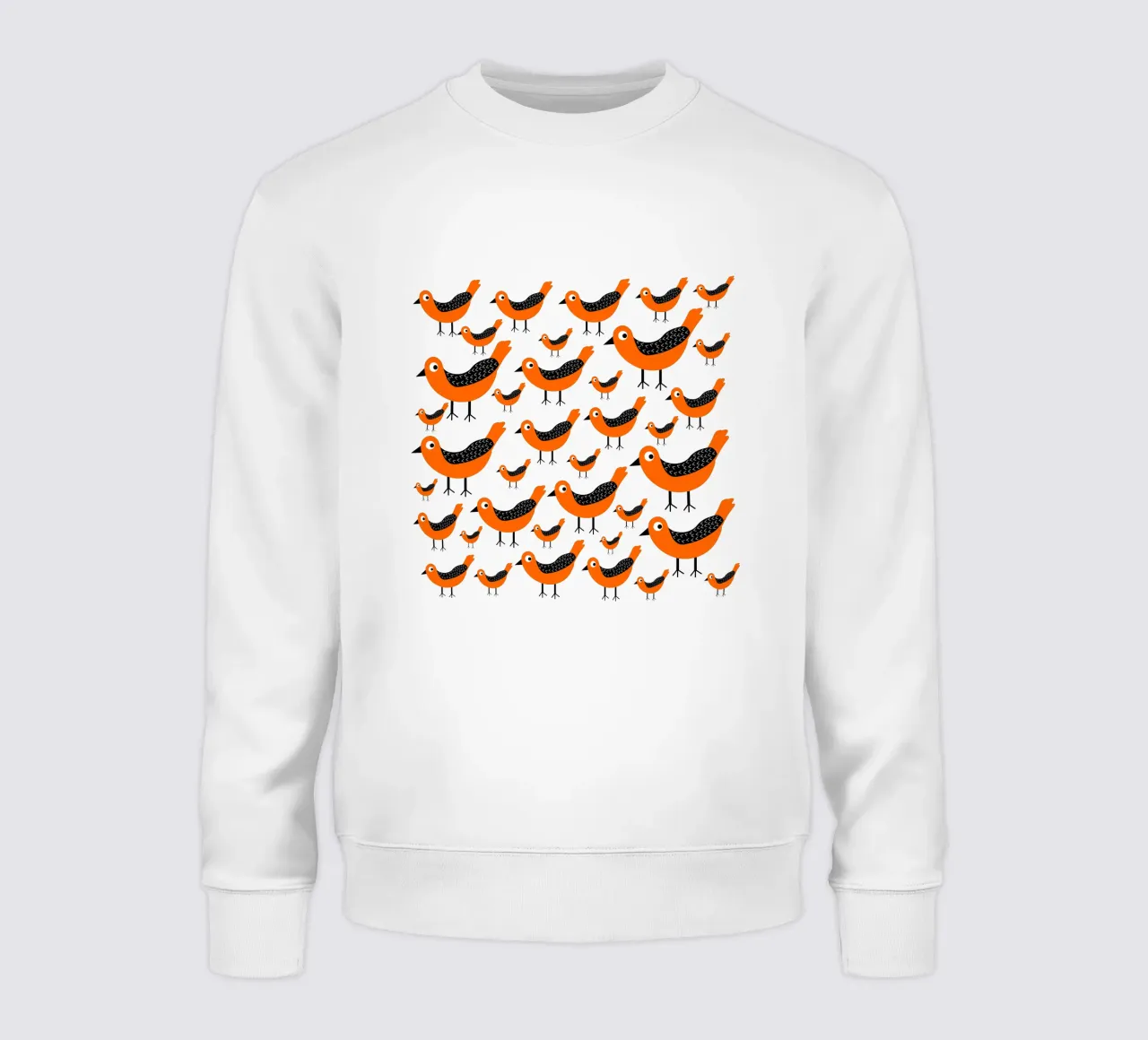 Orange birds pattern felpa da baobabprintstore