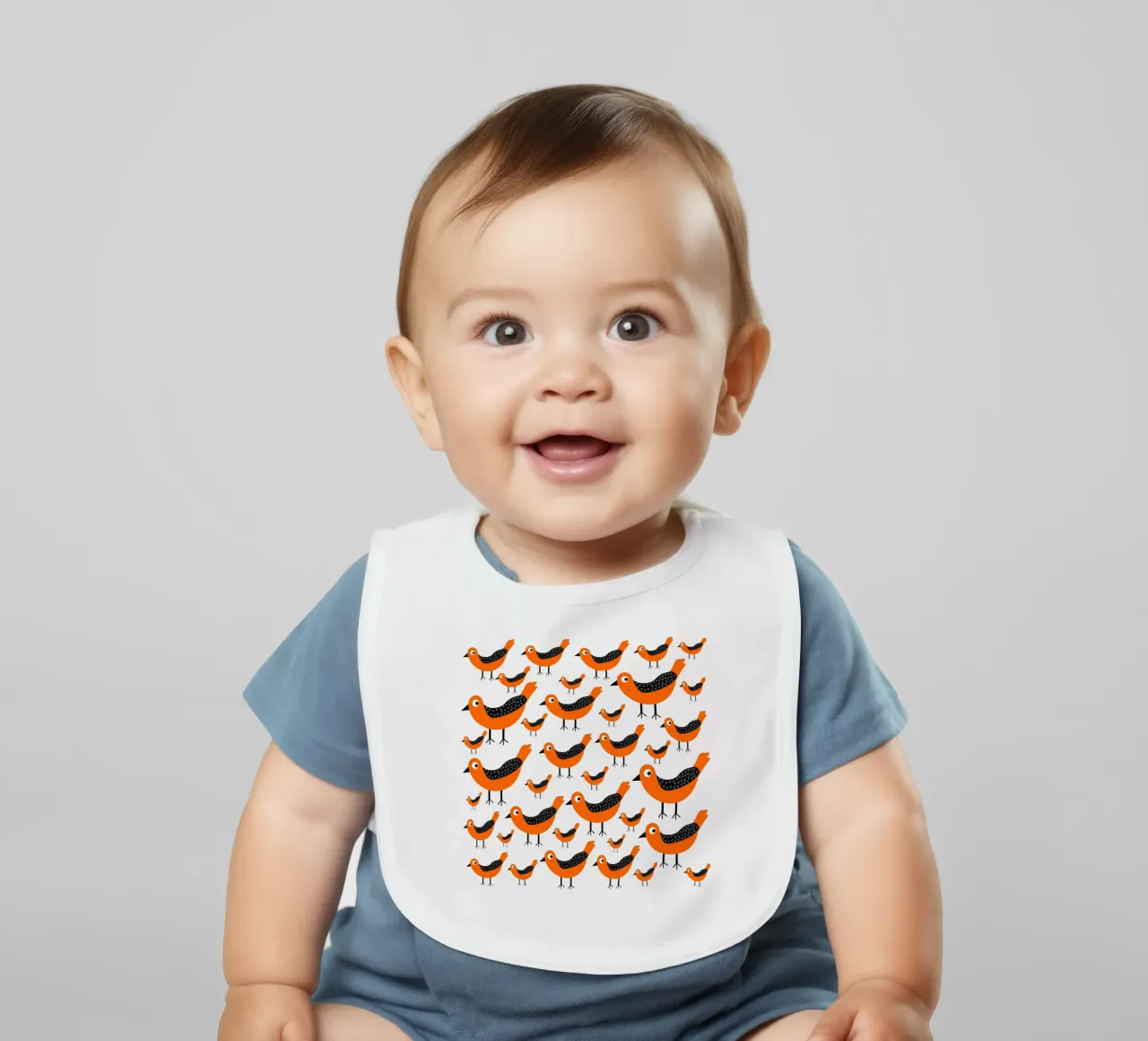 Orange birds pattern bavaglino da baobabprintstore