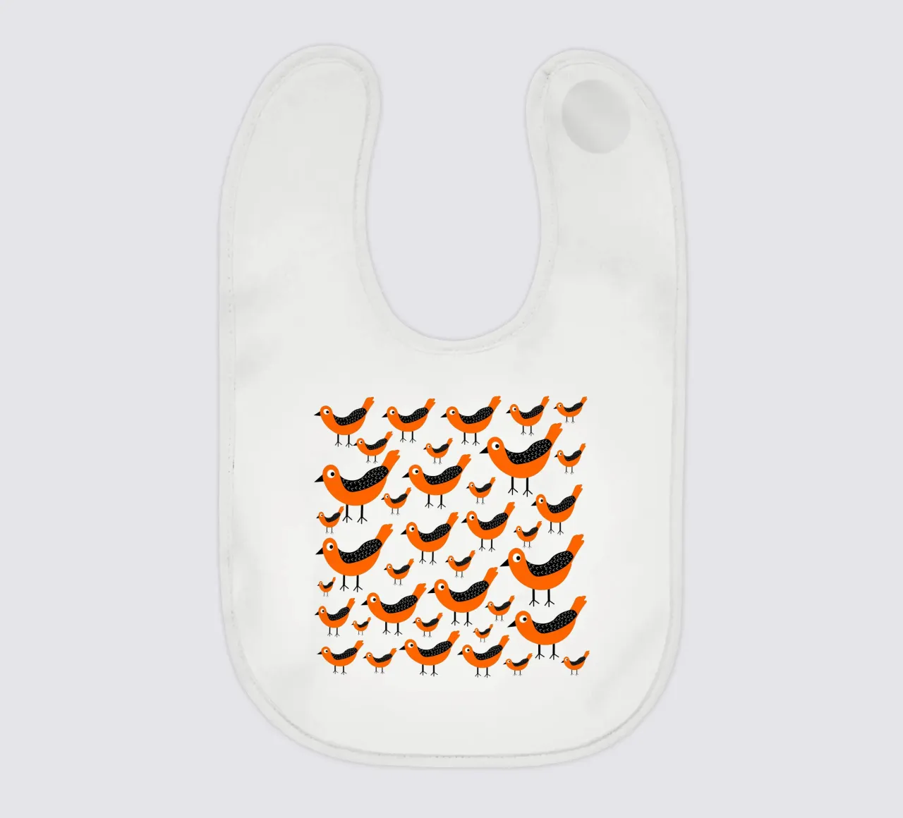 Orange birds pattern bavaglino da baobabprintstore