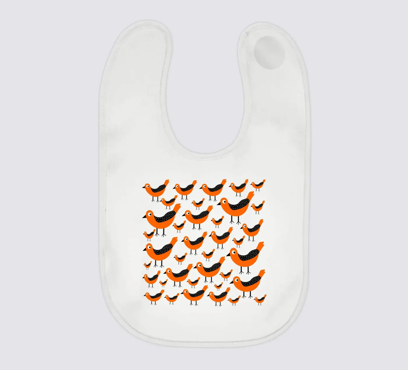 Orange birds pattern baby bib by baobabprintstore