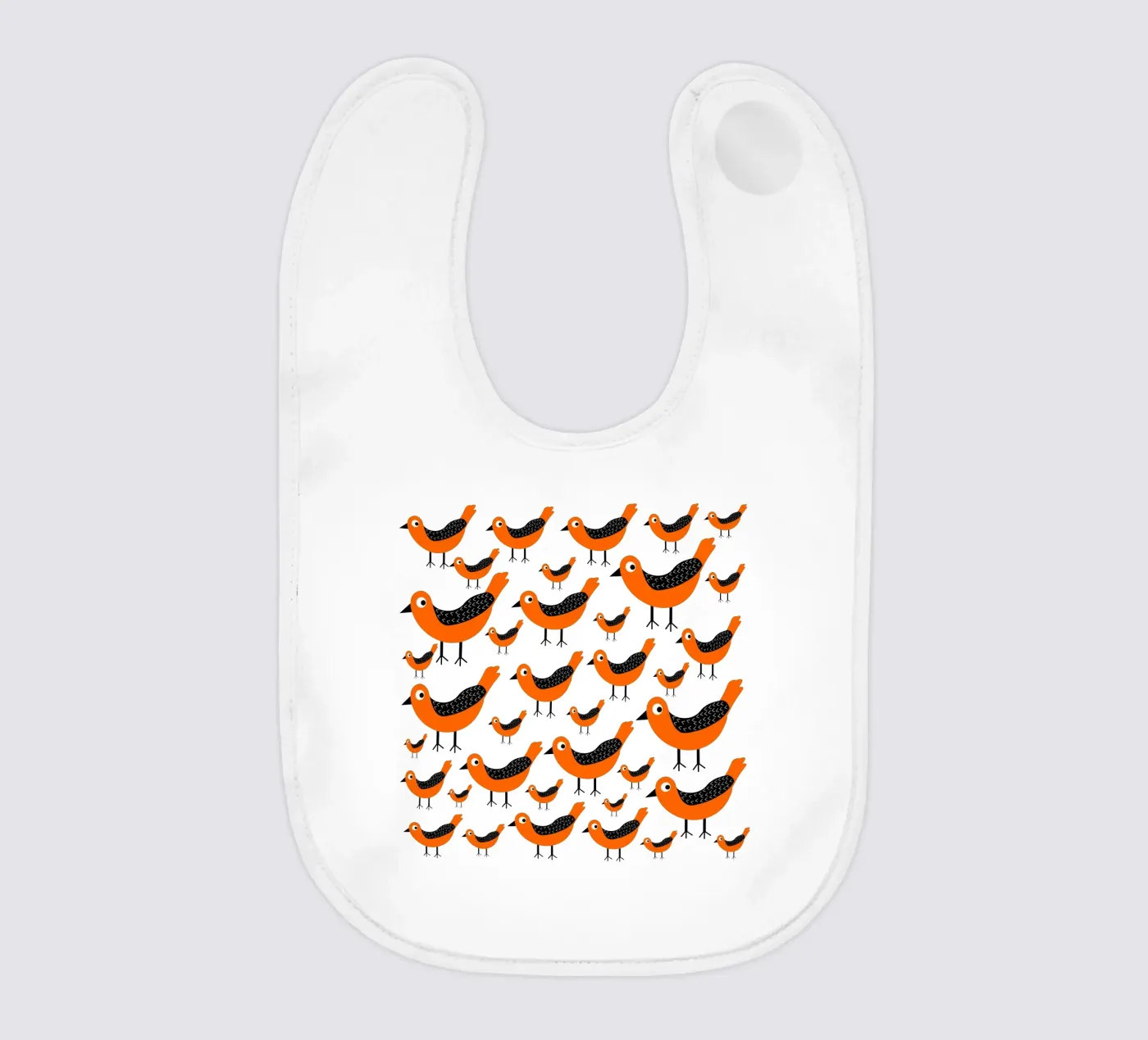 Orange birds pattern baby bib by baobabprintstore